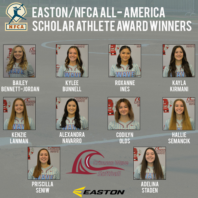 10 Crimson Wave Softball players receive 2023 Easton/NFCA All-America Scholar-Athlete honors
